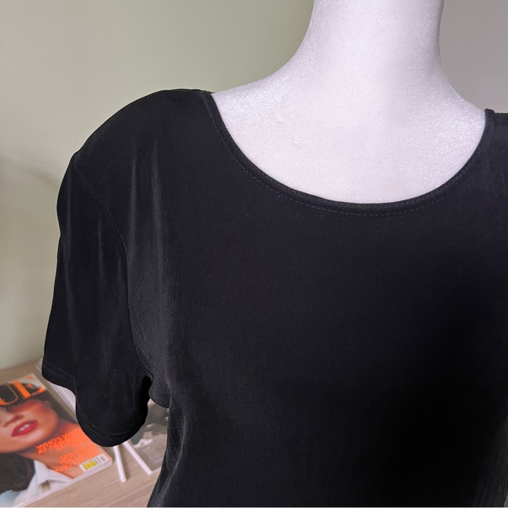 VINTAGE SLINKI Black Shirt-Sleeve Shirt & Maxi Stretch Skirt Matching Co-ord Set - Picture 11 of 16